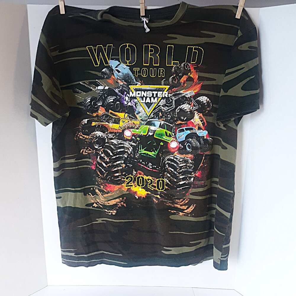 Monster Jam 2020 World Tour Women's Medium Camo T-Shirt Camouflage Medium Tee